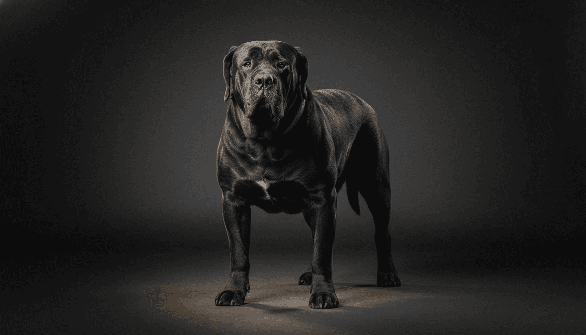 Adult Black Mastiff studio portrait