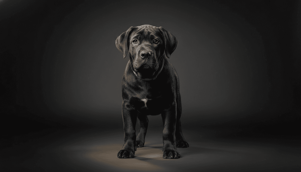 Black Mastiff puppy studio portrait