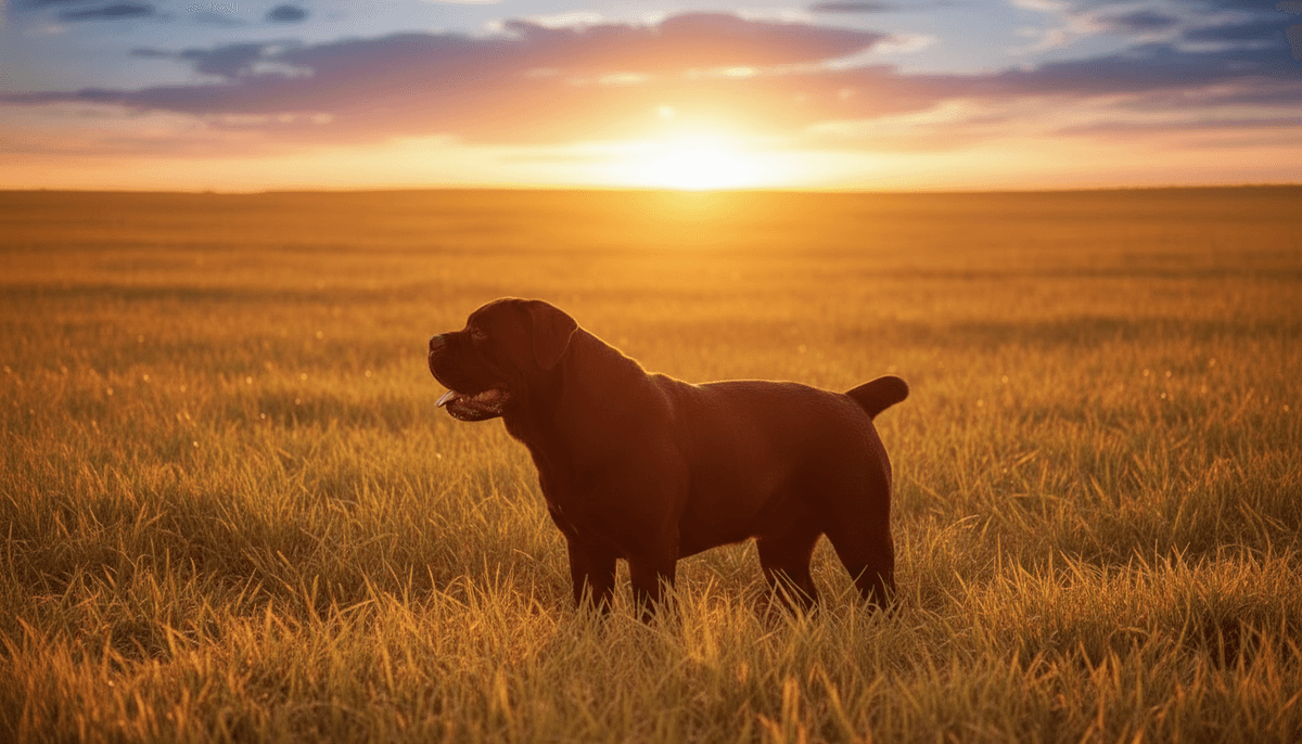 Black Mastiff silhouette at sunset