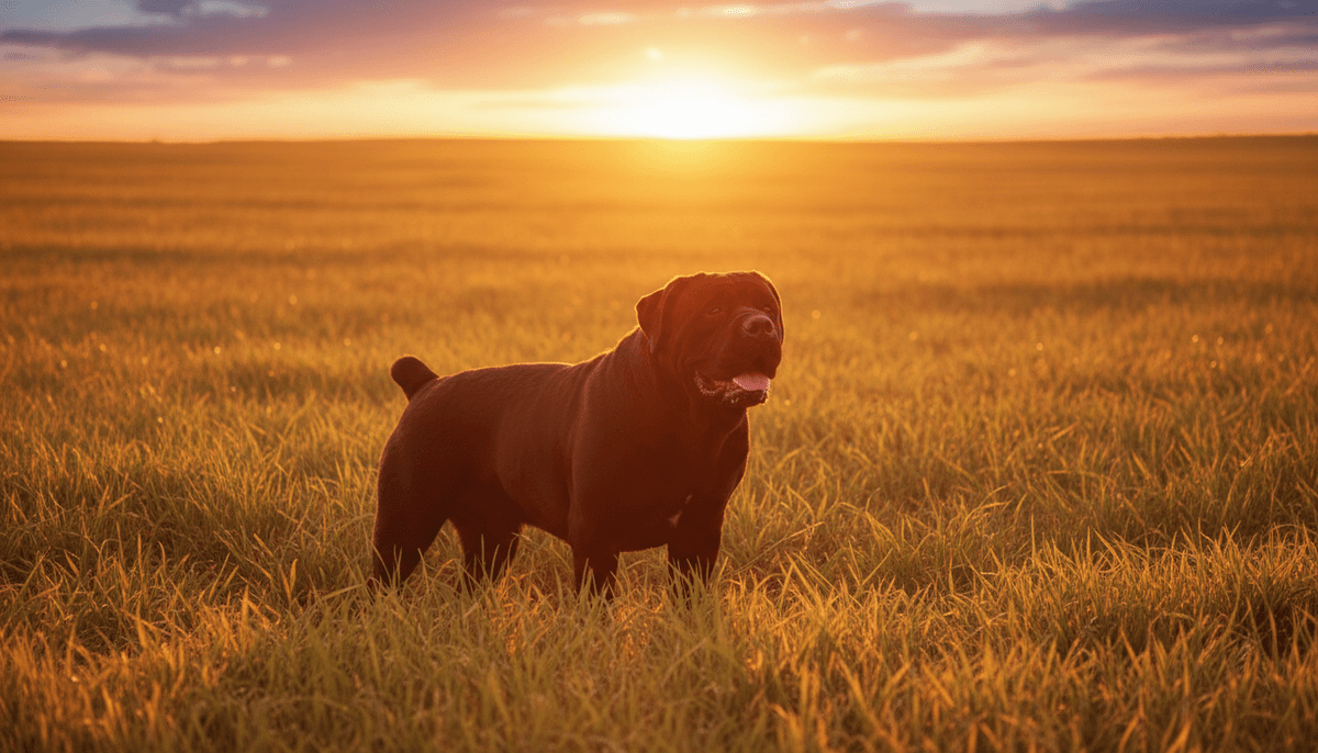 Black Mastiff in golden wheat field